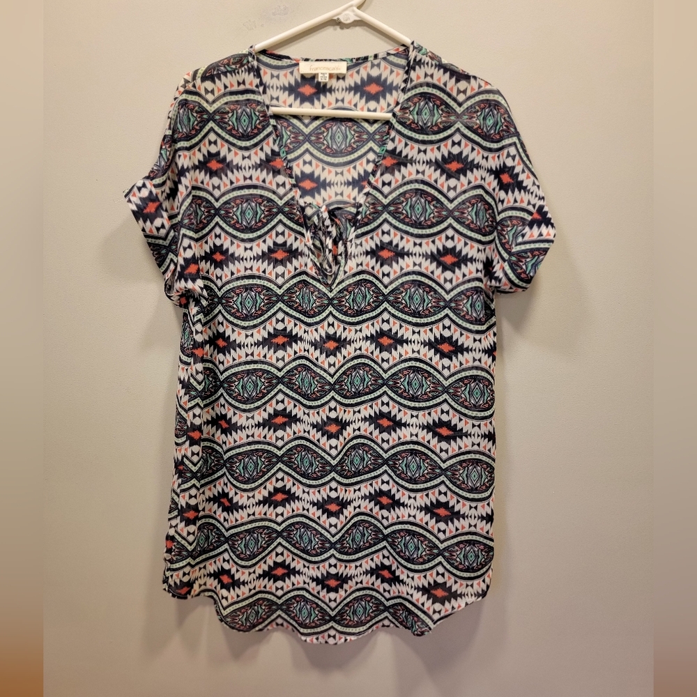 Francesa's Small/Medium Geometric Tribal Print Sheer Swim CoverUp